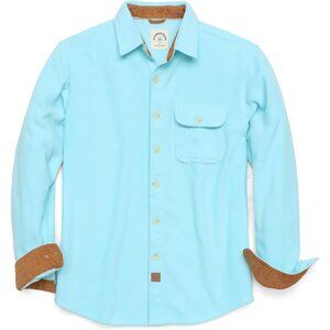 Men's Fleece Sky Blue 18 Long Sleeve Casual Button Down Brushed 100% Cotton Shir